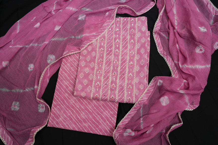 CHARMING LILAC PRINTED COTTON SUIT SET