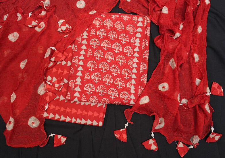 JAIPURI PURE COTTON HAND BLOCK UNSTITCHED SUIT