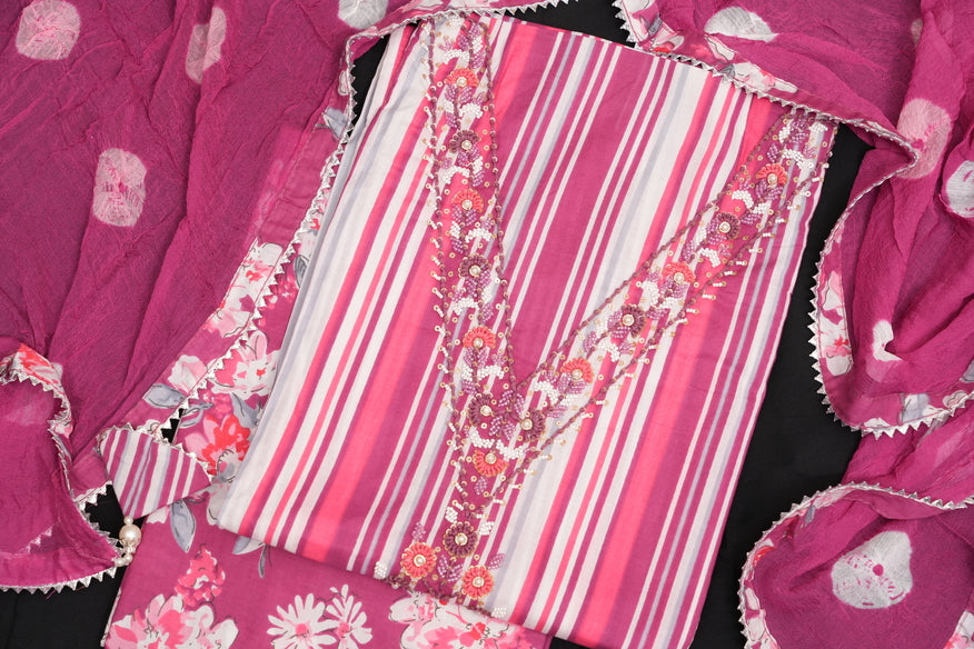 PLAYFUL MULTI-COLOR STRIPS UNSTITCHED SUIT