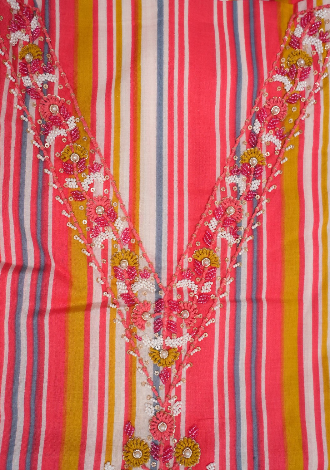 PLAYFUL MULTI-COLOR STRIPS UNSTITCHED SUIT