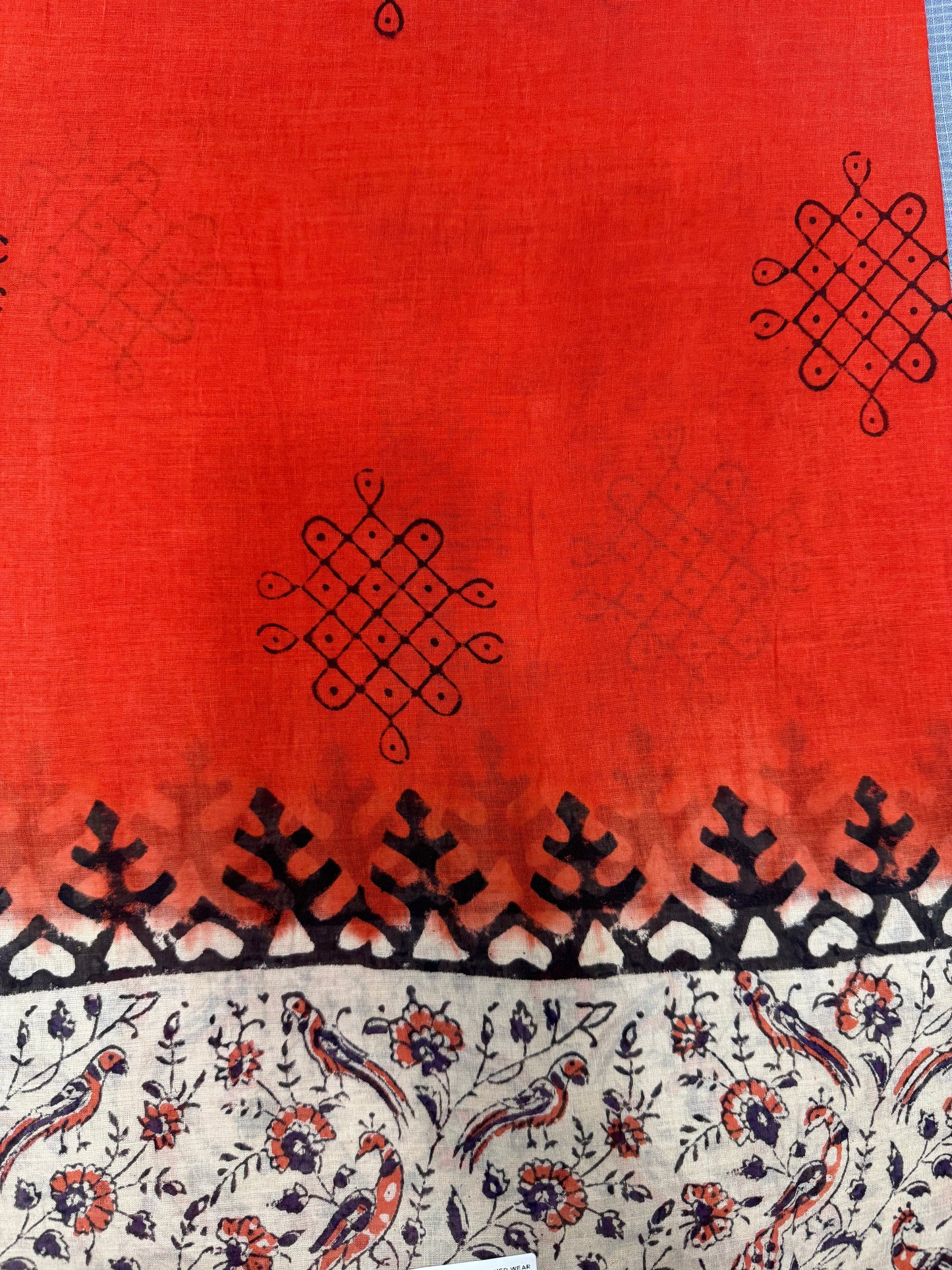 RUSTIC & BEIGE HAND BLOCK PRINT COTTON SAREE