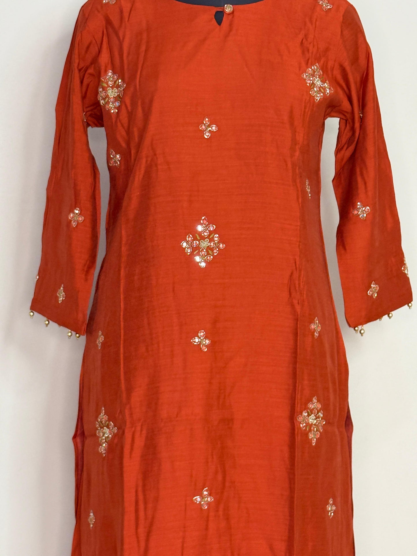 Rust Ember Hand-Embellished Kurta Set