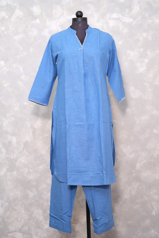 SERENE BLUE LINEN 2-PIECE TUNIC SET