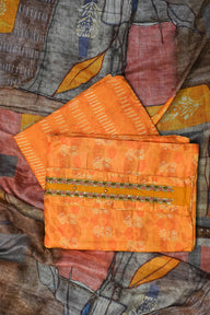 WINE-HUED & SUN-KISSED ORANGE COTTON UNSTITCHED SUIT