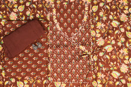 EARTHY BROWN ANGRAKHA UNSTITCHED SUIT