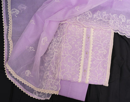INTRICATE WHITE EMBROIDERY UNSTITCHED SUIT