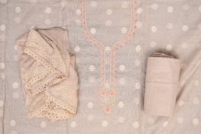 EMBROIDERED CHANDERI UNSTITCHED SUIT