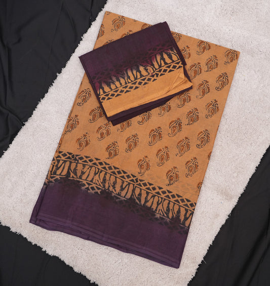 TRADITIONAL BLOCK PRINT COTTON SAREE FABRIC