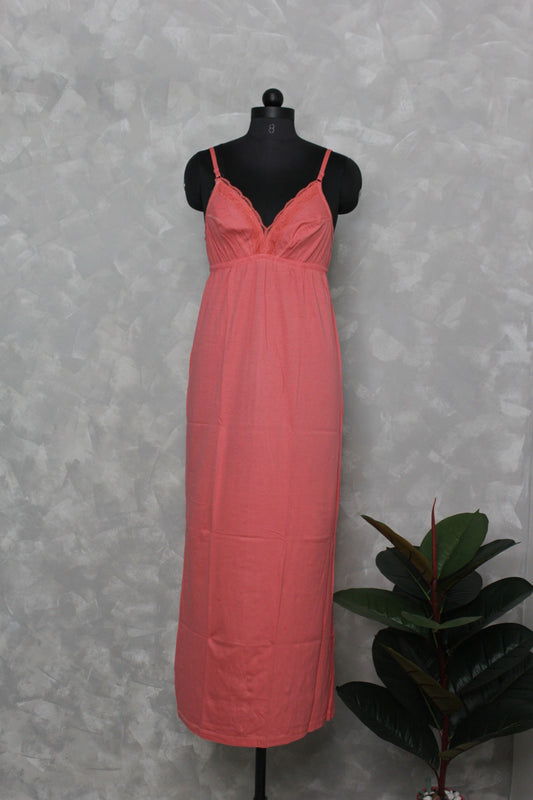 Coral pink nighty inner slip (XL size)