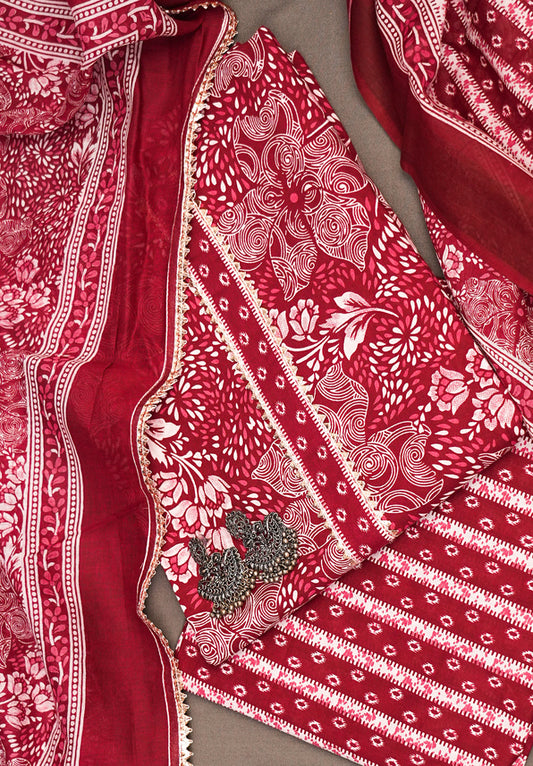 BLOCK PRINT COTTON UNSTITCHED SUIT