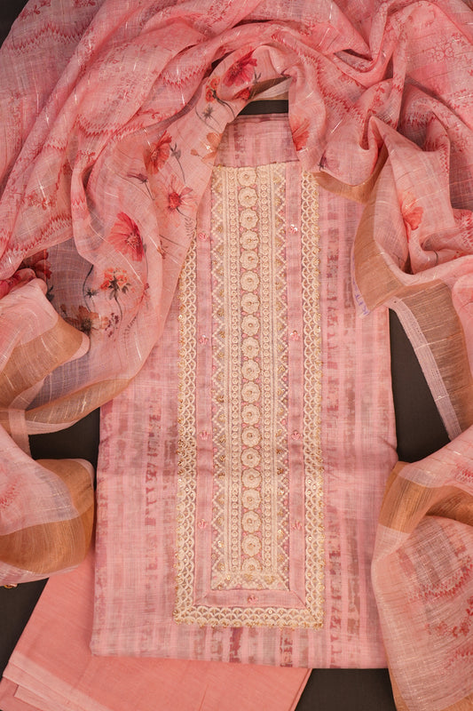 SERENE ENSEMBLE WITH FLORAL ACCENTS UNSTITCHED SUIT