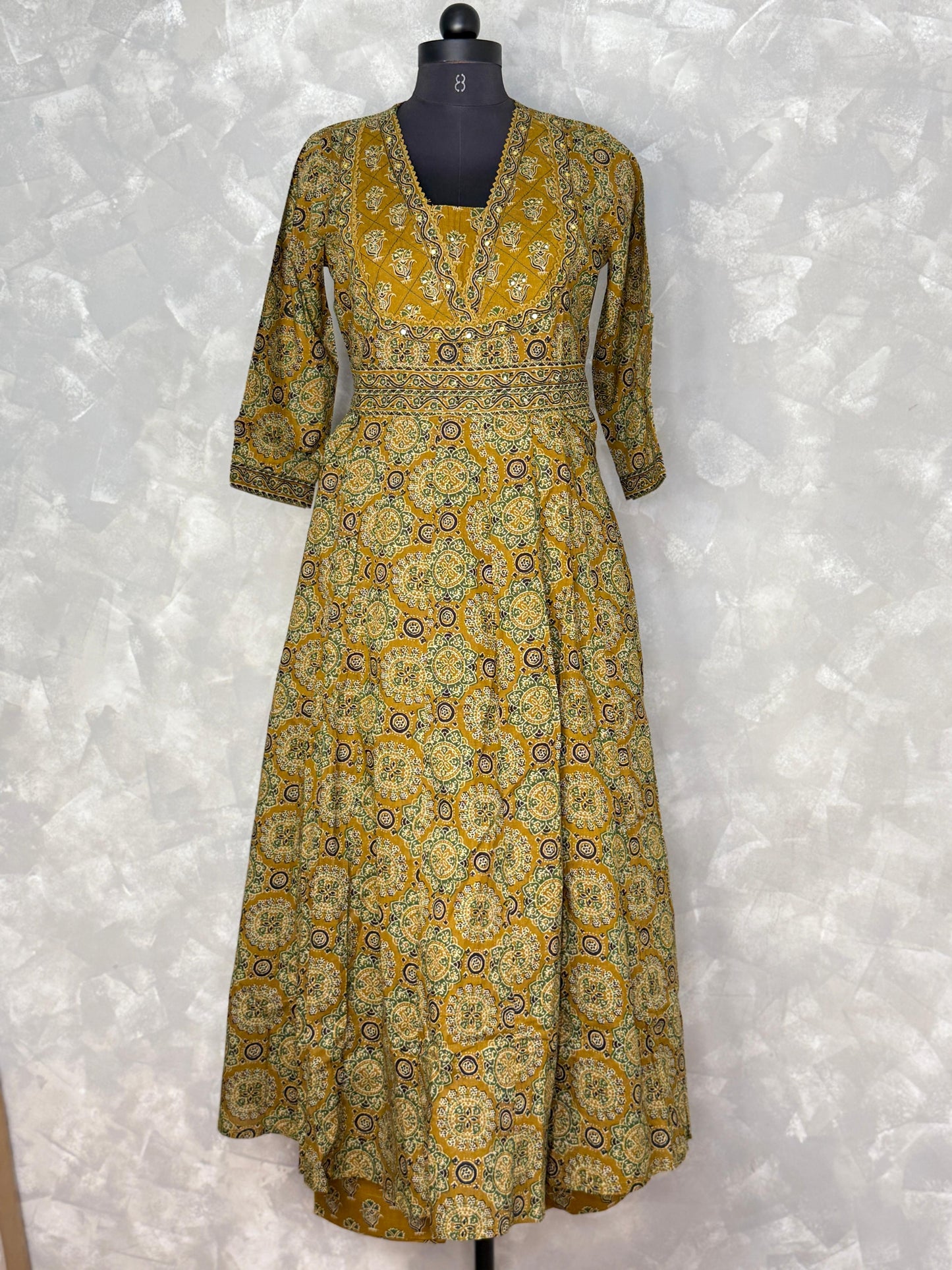 Ethnic Printed Cotton Anarkali Suit Set