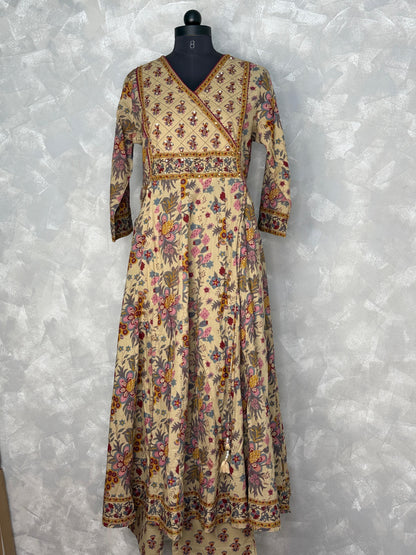 Ethnic Floral Printed Cotton Angrakha Set