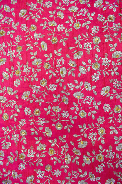 EMBROIDERED FLORAL SILK FABRIC