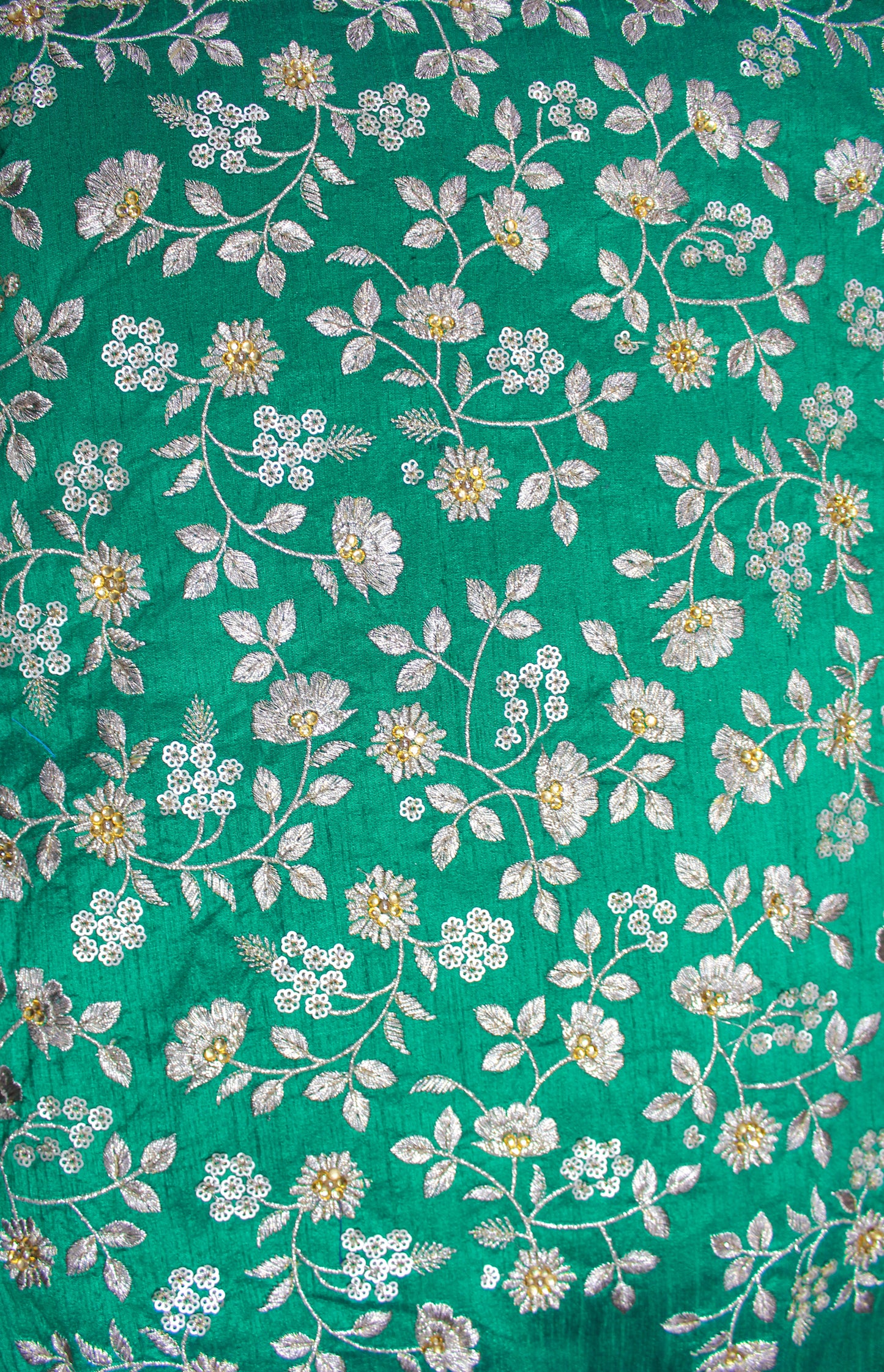 EMBROIDERED FLORAL SILK FABRIC