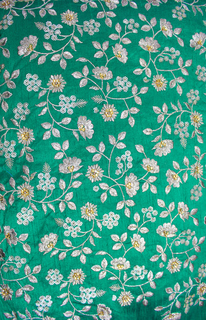 EMBROIDERED FLORAL SILK FABRIC