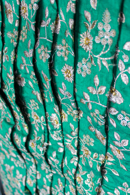 EMBROIDERED FLORAL SILK FABRIC