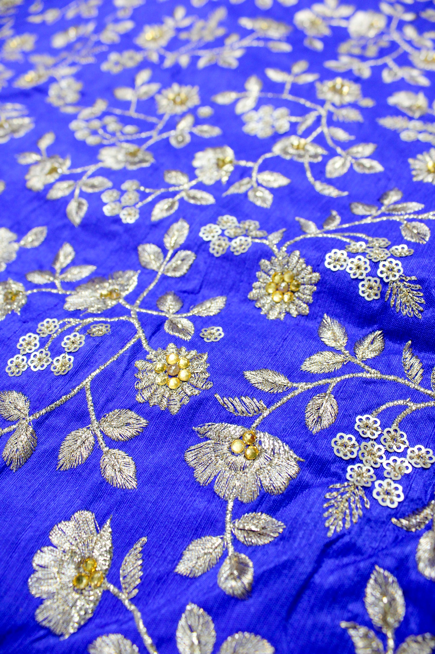 EMBROIDERED FLORAL SILK FABRIC