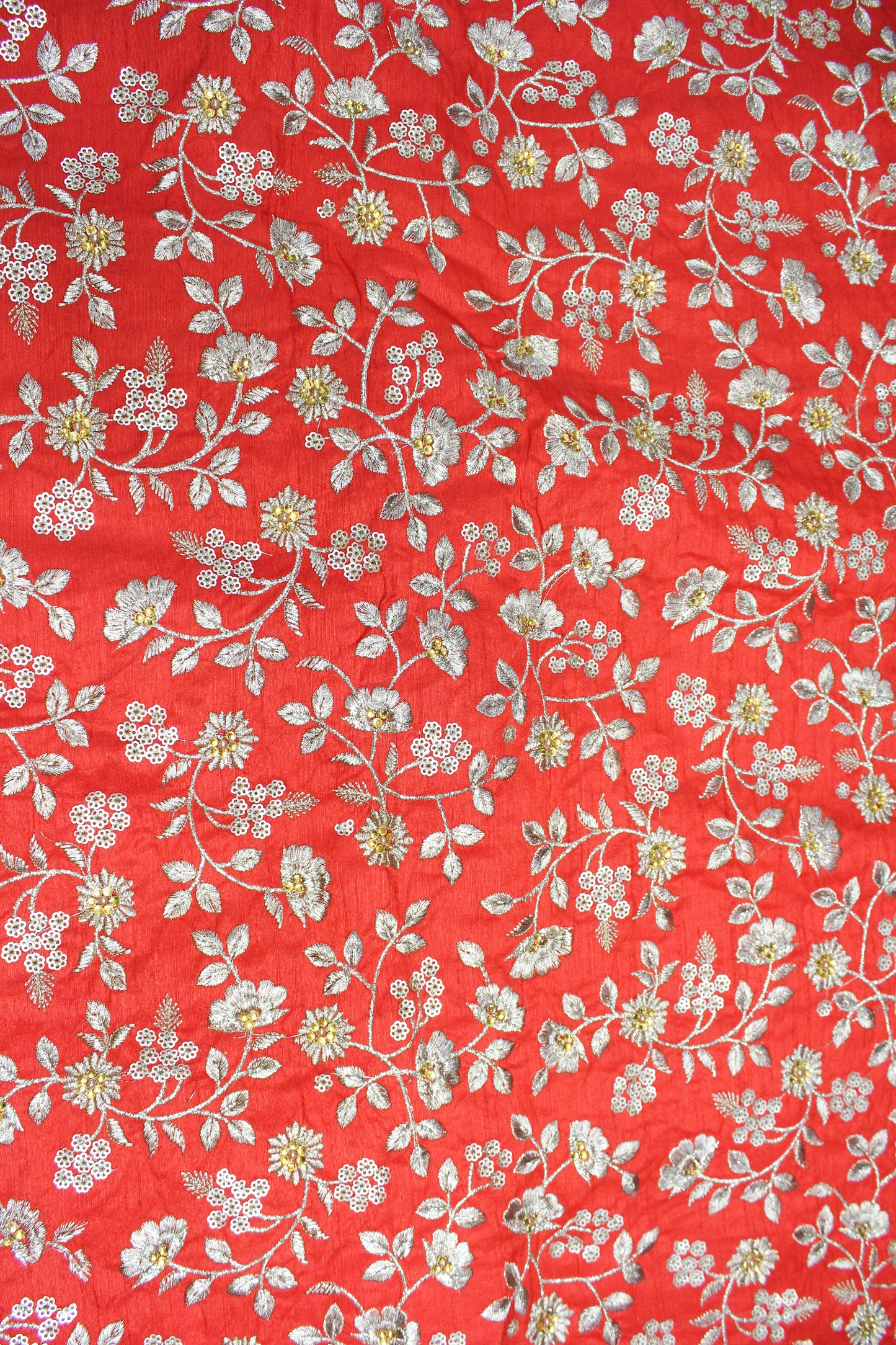 EMBROIDERED FLORAL SILK FABRIC