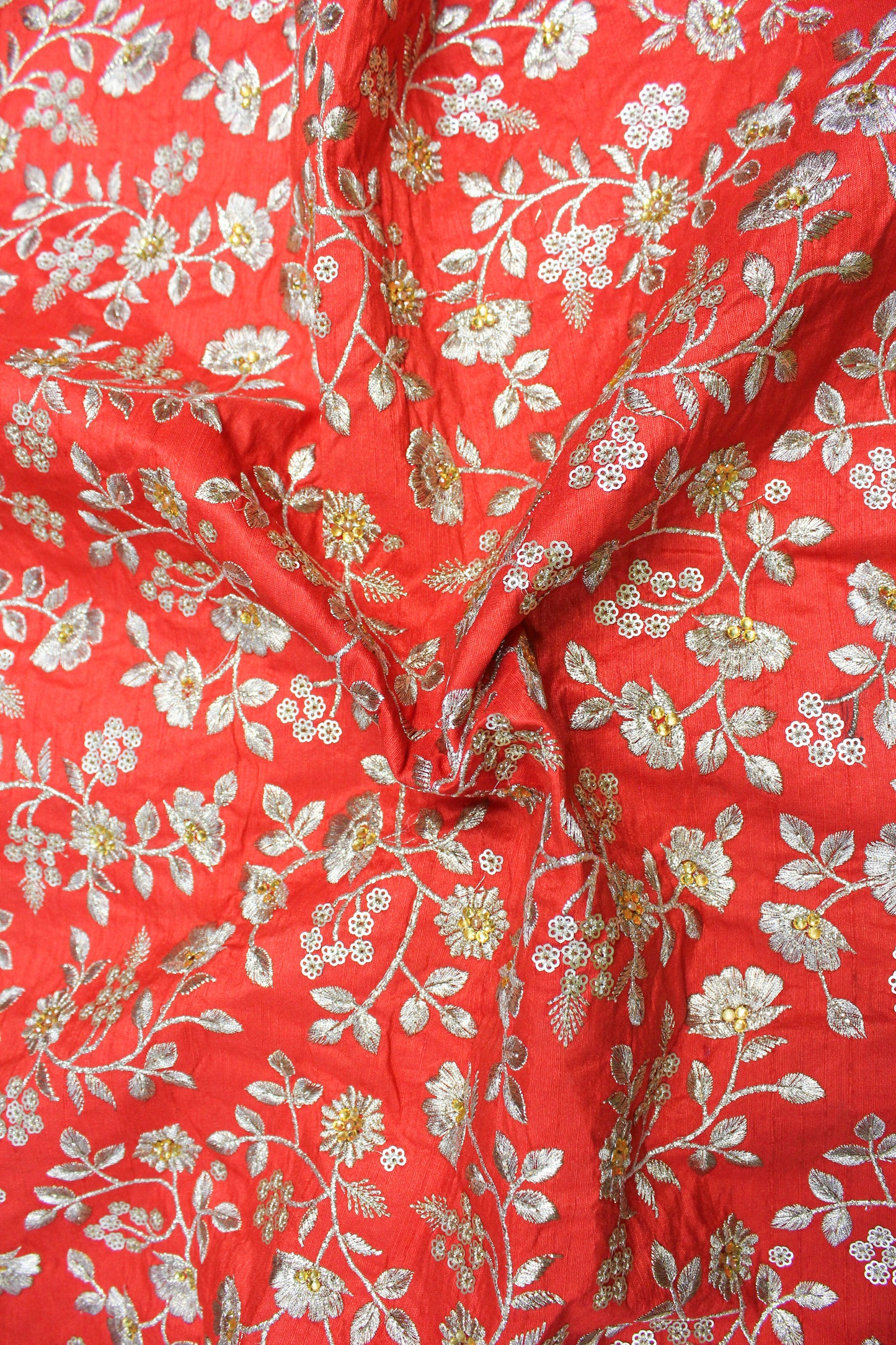 EMBROIDERED FLORAL SILK FABRIC