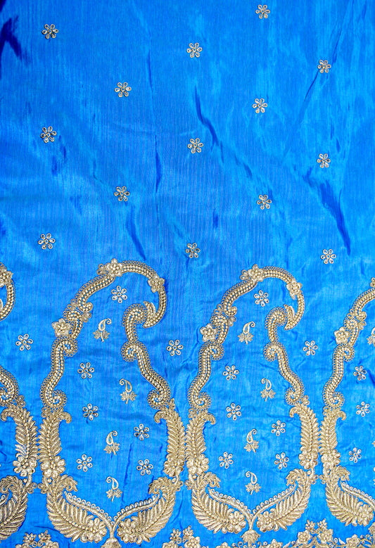 EMBROIDERED SILK WITH INTRICATE ZARI WORK FABRIC