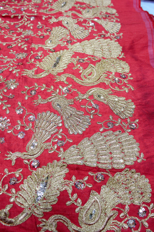 ZARI AND SEQUINS WITH INTRICATE PEACOCK EMBROIDERY FABRIC