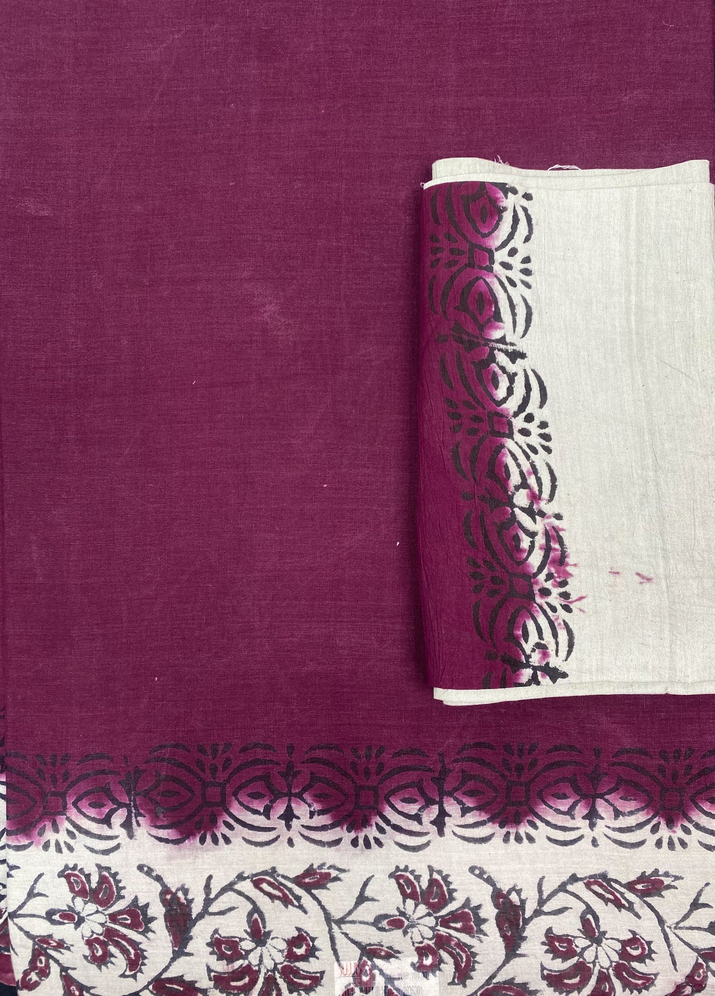 HAND-BLOCK PRINTED WITH MINIMALIST DESIGN PURE COTTON SAREE