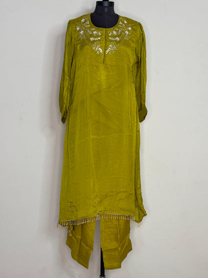 Olive Aura Embellished Kurta Set