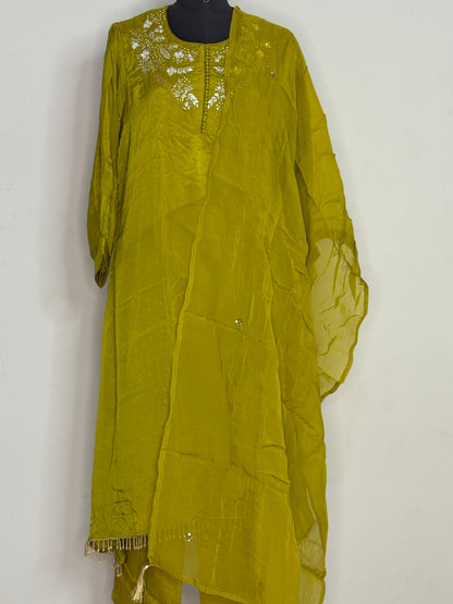 Olive Aura Embellished Kurta Set