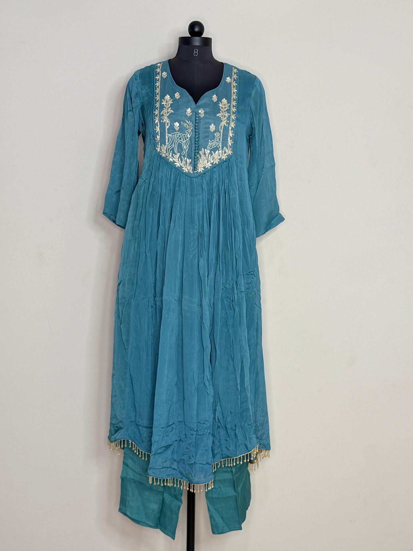 Neelaya Teal Hand-Embroidered Kurta Set