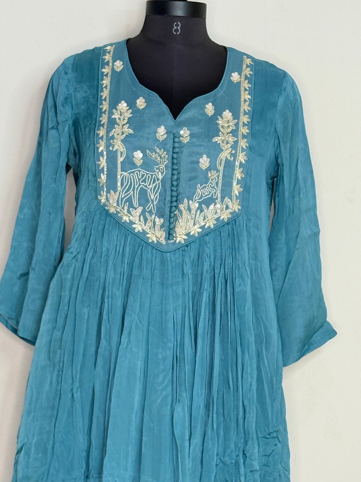 Neelaya Teal Hand-Embroidered Kurta Set