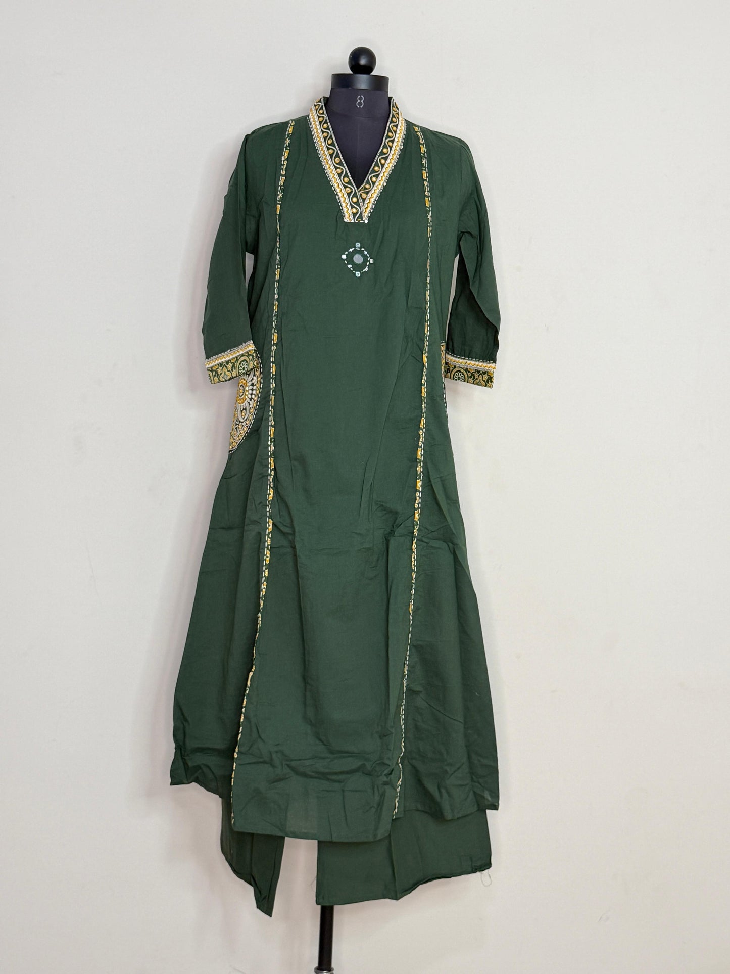Aranya Green Ajrakh-Inspired Kurta Set