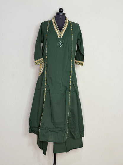 Aranya Green Ajrakh-Inspired Kurta Set