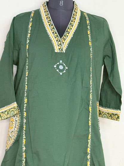 Aranya Green Ajrakh-Inspired Kurta Set