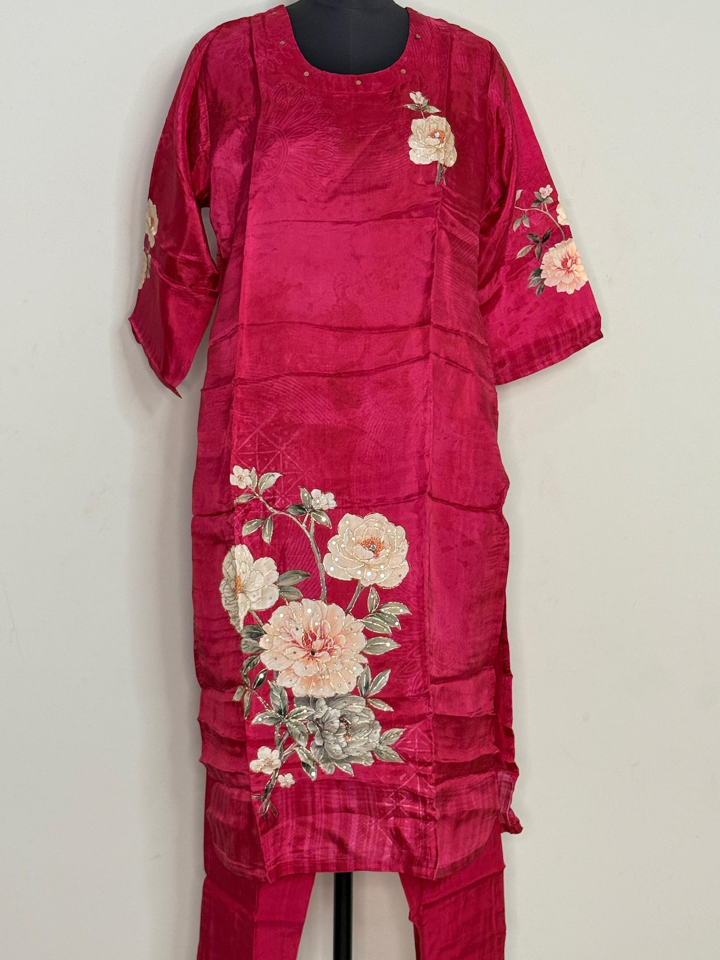 Gulnaar Crimson Embroidered Kurta Set