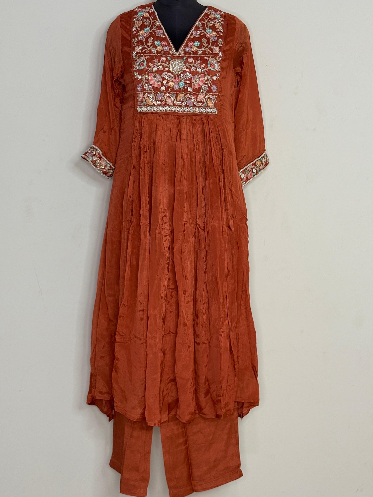 Rust Jashn Embroidered Anarkali Set