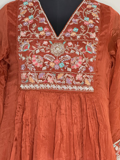 Rust Jashn Embroidered Anarkali Set