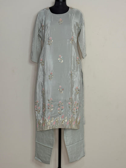 Mint Gulbahar Embroidered Kurta Set