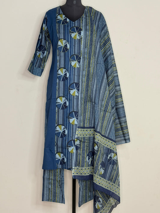 Indigo Chakra Cotton Kurta Set